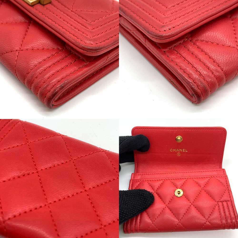 Chanel Accessories Boy Business Card Holder/Card Case Red Matelasse Coco Mark... - Picture 5 of 6